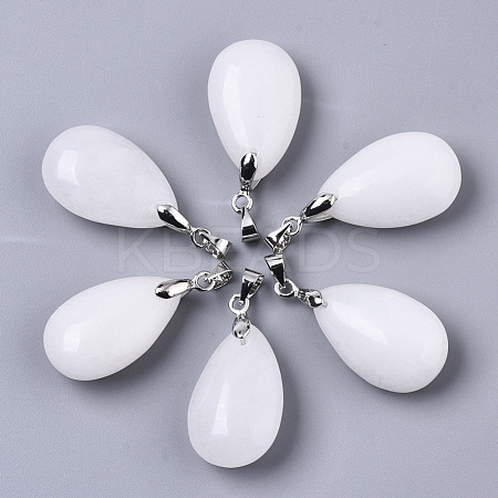 Natural White Jade Pendants G-N0326-023F-1