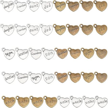 CHGCRAFT 40Pcs 20 Style Family Theme Tibetan Style Alloy Pendants FIND-CA0006-85-1