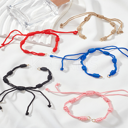 5Pcs 5 Colors Adjustable Braided Nylon Cord Bracelet Making MAK-LP0001-05-1
