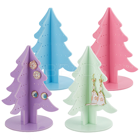   4 Sets 4 Colors Christmas Tree Acrylic Earring Display Stands EDIS-PH0001-69-1