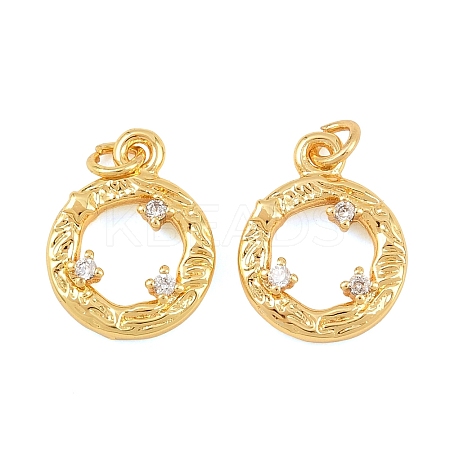 Brass Micro Pave Cubic Zirconia Charms KK-F927-25G-1