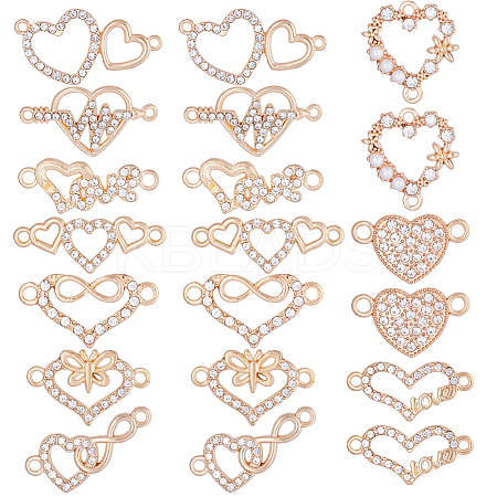 40Pcs 10 Styles Alloy Crystal Rhinestone Connector Charms ALRI-SC0001-31-1