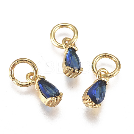 Brass Micro Pave Cubic Zirconia Charms ZIRC-F111-04G-07-1