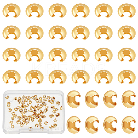 100Pcs Brass Crimp Beads Covers KK-UN0003-51-1