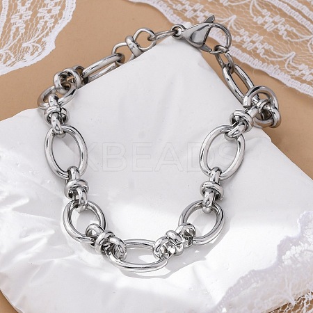Tarnish Resistant 304 Stainless Steel Oval Link Chain Bracelets LS-BJEW-Z011-12P-1