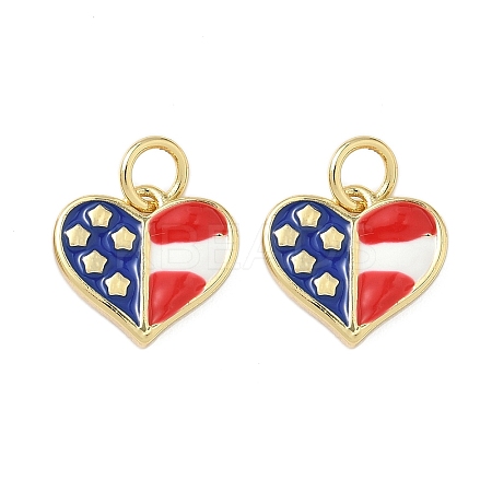 Independence Day Brass Enamel Charms KK-C110-01G-1