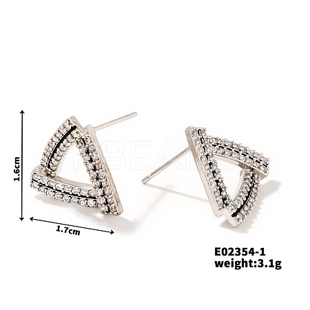 Elegant Hollow Triangle Diamond Stud Earrings for Women Trendy Fashion BG4939-1-1