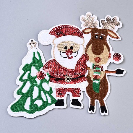 Father Christmas & Christmas Trees & Reindeer Appliques DIY-S041-158-1