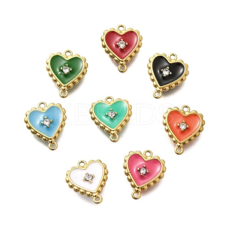 304 Stainless Steel Enamel Heart Connector Charms STAS-Q337-02G-1