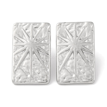304 Stainless Steel Rectangle with Sun Stud Earrings EJEW-D281-27S-1