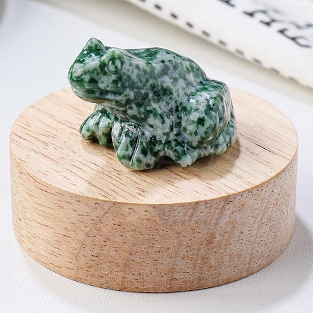 Natural Qinghai Jade Carved Healing Frog Figurines PW-WG28161-03-1