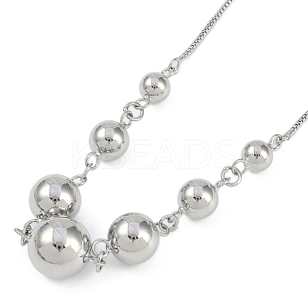 Brass Round Ball Bib Necklaces for Women NJEW-U015-03P-1