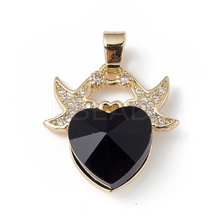 Real 18K Gold Plated Rack Plating Brass Micro Pave Cubic Zirconia Pendants KK-C015-03G-05-1