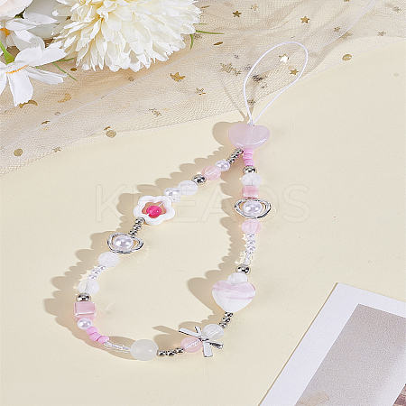 1Pc Resin Flower Heart Pendant Decoration AJEW-LP0004-57-1
