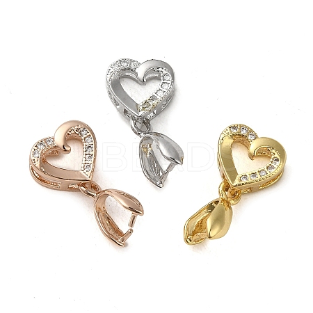 Rack Plating Brass Micro Pave Clear Cubic Zirconia Ice Pick Pinch Bails KK-K340-08-1