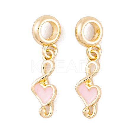 Rack Plating Alloy Pink Enamel European Dangle Charms FIND-C055-14G-1