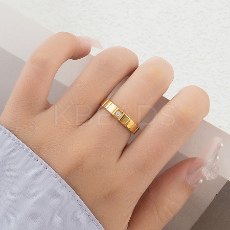 304 Stainless Steel & Cubic Zirconia Finger Rings FS-WG10832-03-1