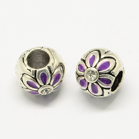 Alloy Rhinestone Enamel Style European Beads MPDL-R036-16G-1