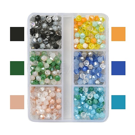 6 Strands 6 Colors Electroplate Glass Beads Strands EGLA-YW0003-06-1