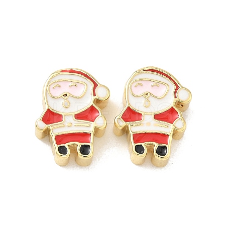 Christmas Brass Enamel Beads KK-I474-G28-1