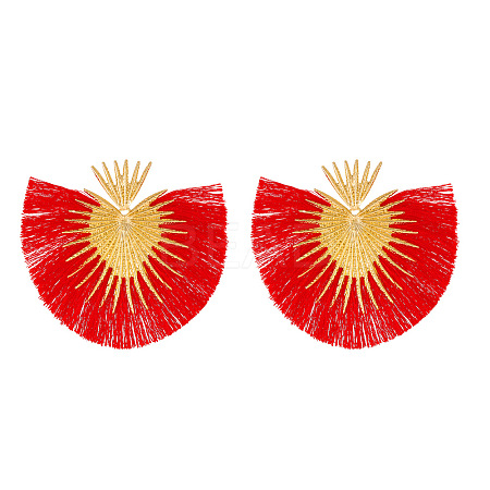 Fan Tassel Geometric Alloy Stud Earrings WH-WGFAF47-03-1