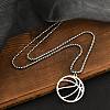 201 Stainless Steel Laser Cut Basketball Pendant Box Chain Necklaces for Women Men NJEW-Q004-04P-2