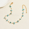 Beach Natural Turquoise Chip Beads Brass Anklets for Women GS4287-1-2