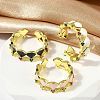 Brass Micro Pave Cubic Zirconia Enamel Cuff Rings for Women RJEW-L113-029G-3