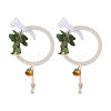Cotton Rope & Wood Beads Knitting Wind Chime Pendant CF-TAC0001-08-1
