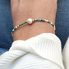 Natural Freshwater Pearl and Dyed Natural Howlite Rice Beaded Stretch Bracelets for Women PF0459-2-2