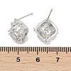 Brass Micro Pave Cubic Zirconia Stud Earring Findings KK-Z094-11P-3
