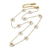 304 Stainless Steel & Plastic Pearl Link Chain Necklaces for Women NJEW-K383-04C-G-1