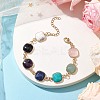 Natural Square Gemstone Link Bracelets BJEW-JB10982-2