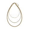 304 Stainless Steel Twisted Chain 3 Layer Necklaces for Women NJEW-A057-02C-G-2