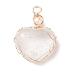 Natural Quartz Crystal & Freshwater Pearl Pendants PALLOY-JF01661-06-1