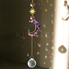 Natural Amethyst Chip Moon Pendant Hanging Ornaments G-PW0007-092H-1
