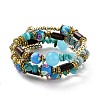 Boho Multi-strand Irregular Synthetic Turquoise Beads Wrap Bracelet BJEW-G635-02B-3