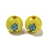 Printed Wood European Beads WOOD-L020-D13-1