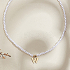Imitation Pearl with Stainless Steel Pendants Necklaces NJEW-LP0001-51W-G-3