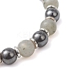 Non-Magnetic Synthetic Hematite & Natural Labradorite Beads Stretch Bracelets for Women Men BJEW-JB13404-4