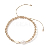 Natural Cultured Freshwater Pearl & Brass & 304 Stainless Steel Beads Braided Bead Bracelets for Women BJEW-JB13109-01-2