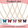 ANATTASOUL 5Pcs 5 Colors Butterfly Alloy Enamel Pendant Necklaces for Women NJEW-AN0001-80-2
