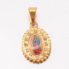 Holy Jewelry 304 Stainless Steel Flat Oval with Virgin Mary Pendants LS-STAS-L130-06-1