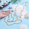 2Pcs 2 Styles Natural Mixed Shell & Alloy Starfish Tassel Chain Belts AJEW-PH0006-73-3