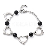 201 Stainless Steel Heart Link Chain Bracelets BJEW-B078-177P-01-2