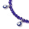 2Pcs 2 Colors 304 Stainless Steel Enamel Blue Evil Eye Tassel Glass Beaded Anklets for Women Men AJEW-AN00754-5