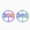 Ion Plating(IP) 201 Stainless Steel Filigree Pendants LS-STAS-R102-14-2