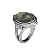 Oval Zinc Alloy Natural Labradorite Finger Rings WG970F5-03-5