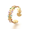 304 Stainless Steel Enamel Open Cuff Rings for Women RJEW-R012-05G-2