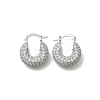 Brass Micro Pave Clear Cubic Zirconia Flat Round Hoop Earrings EJEW-K318-04A-P-4